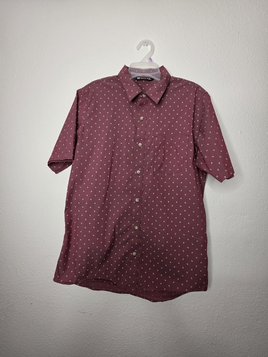 Travis Mathew Other - TravisMathew Mens Size M Burgundy Geometric Short Sleeve Button Up Shirt